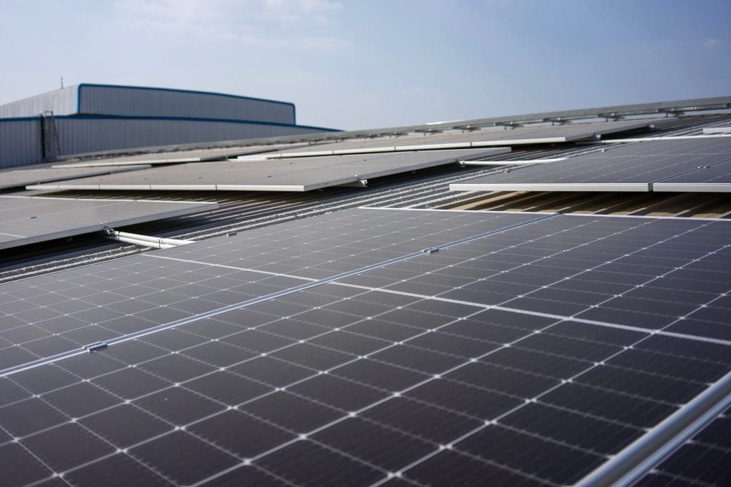 Solar panel on rooftop
